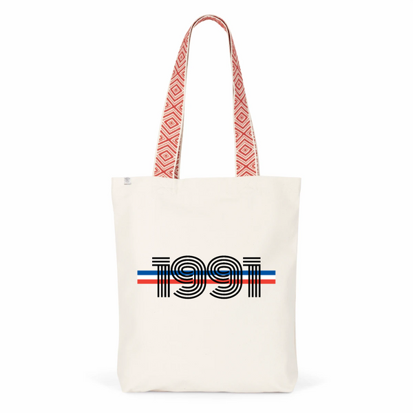 Tote Bag Premium - Année 1991 - 2 Coloris - Cadeau Durable - Cadeau Personnalisable - Cadeaux-Positifs.com -Unique-Rouge-