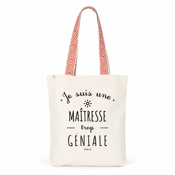 Tote Bag Premium - Maîtresse trop Géniale - 2 Coloris - Cadeau Durable - Cadeau Personnalisable - Cadeaux-Positifs.com -Unique-Rouge-