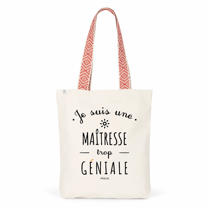 Cadeau anniversaire : Tote Bag Premium - Maîtresse trop Géniale - 2 Coloris - Cadeau Durable - Cadeau Personnalisable - Cadeaux-Positifs.com -Unique-Rouge-