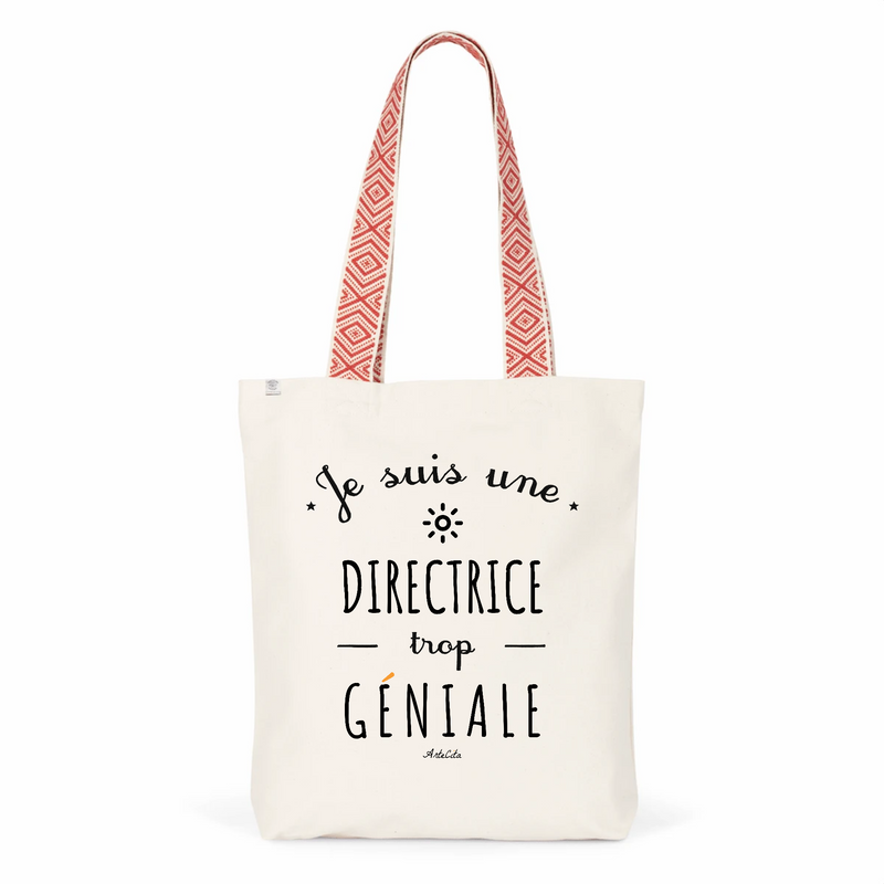 Cadeau anniversaire : Tote Bag Premium - Directrice trop Géniale - 2 Coloris - Cadeau Durable - Cadeau Personnalisable - Cadeaux-Positifs.com -Unique-Rouge-