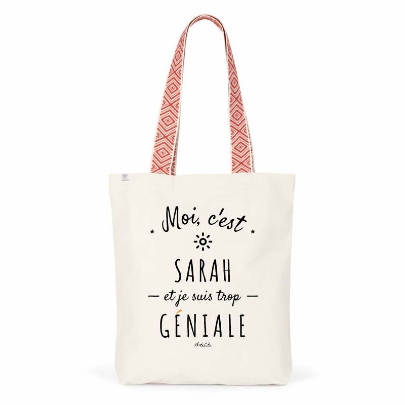 Cadeau anniversaire : Tote Bag Premium - Sarah est trop Géniale - 2 Coloris - Cadeau Durable - Cadeau Personnalisable - Cadeaux-Positifs.com -Unique-Rouge-