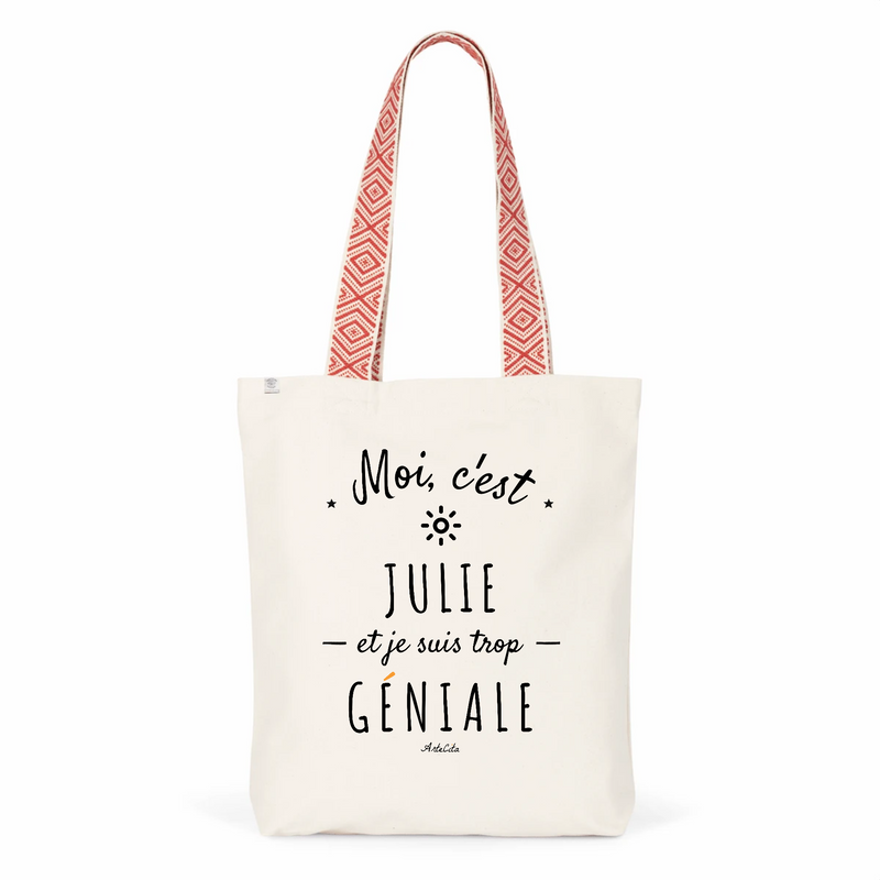 Cadeau anniversaire : Tote Bag Premium - Julie est trop Géniale - 2 Coloris - Cadeau Durable - Cadeau Personnalisable - Cadeaux-Positifs.com -Unique-Rouge-