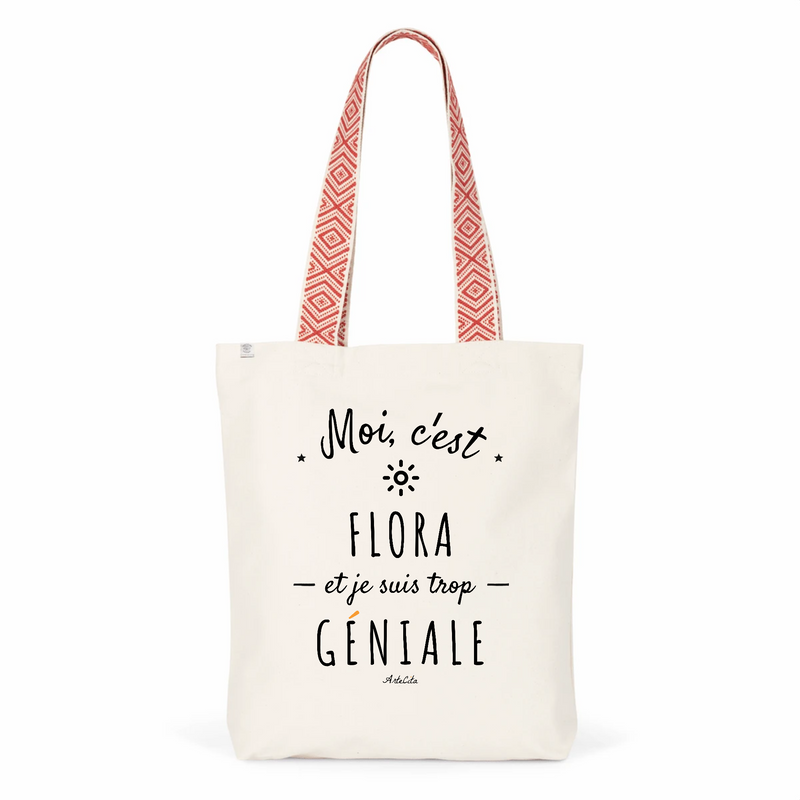 Cadeau anniversaire : Tote Bag Premium - Flora est trop Géniale - 2 Coloris - Cadeau Durable - Cadeau Personnalisable - Cadeaux-Positifs.com -Unique-Rouge-