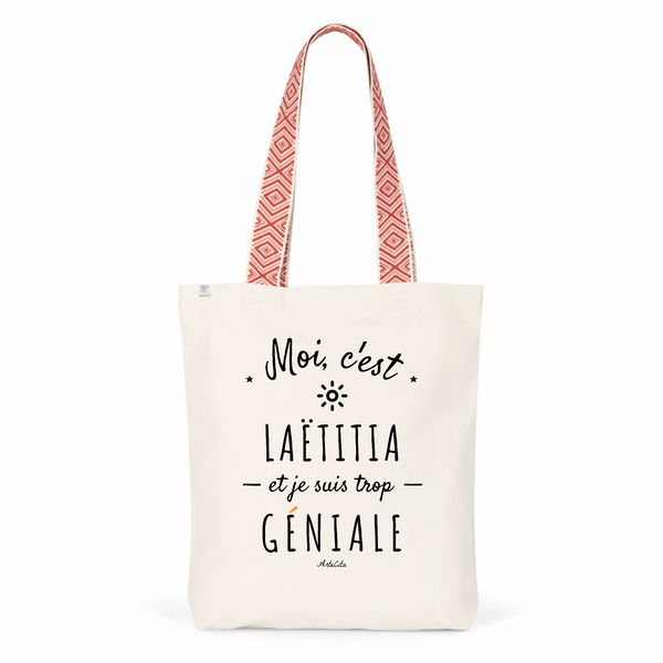 Tote Bag Premium - Laëtitia est trop Géniale - 2 Coloris - Cadeau Durable - Cadeau Personnalisable - Cadeaux-Positifs.com -Unique-Rouge-