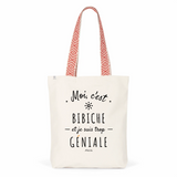 Tote Bag Premium - Bibiche est trop Géniale - 2 Coloris - Cadeau Durable - Cadeau Personnalisable - Cadeaux-Positifs.com -Unique-Rouge-