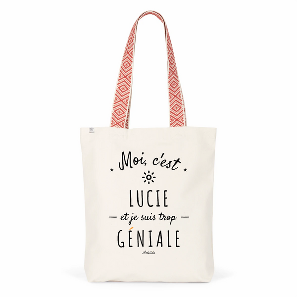 Tote Bag Premium - Lucie est trop Géniale - 2 Coloris - Cadeau Durable - Cadeau Personnalisable - Cadeaux-Positifs.com -Unique-Rouge-