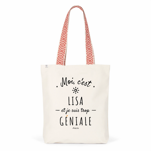 Tote Bag Premium - Lisa est trop Géniale - 2 Coloris - Cadeau Durable - Cadeau Personnalisable - Cadeaux-Positifs.com -Unique-Rouge-