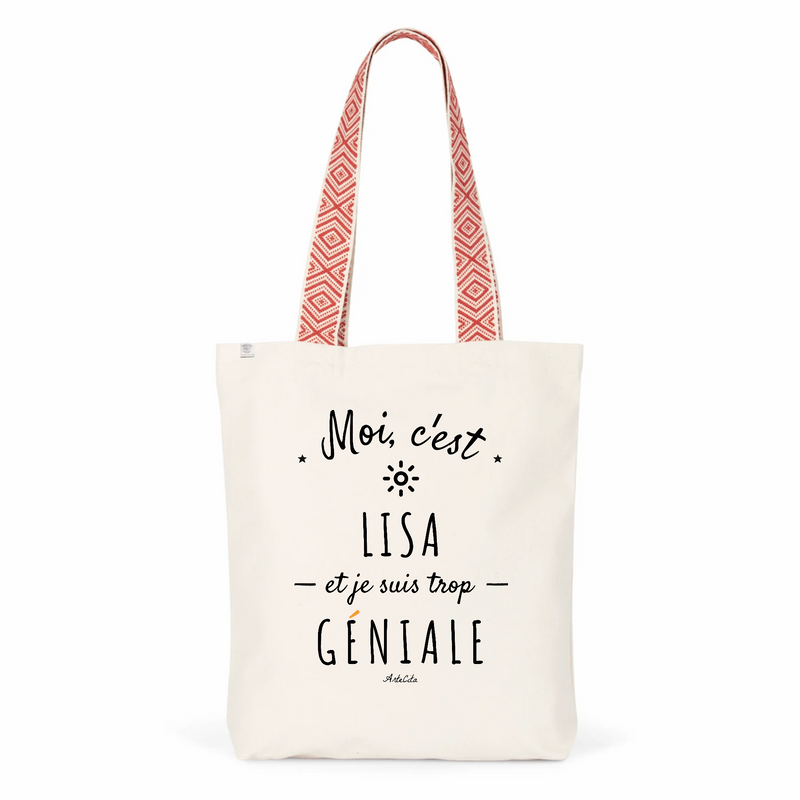 Cadeau anniversaire : Tote Bag Premium - Lisa est trop Géniale - 2 Coloris - Cadeau Durable - Cadeau Personnalisable - Cadeaux-Positifs.com -Unique-Rouge-