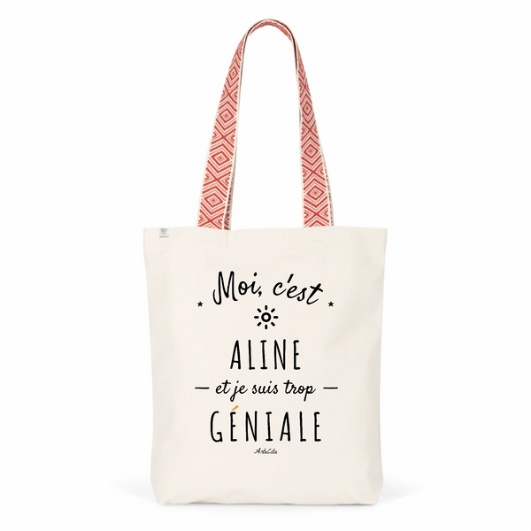 Tote Bag Premium - Aline est trop Géniale - 2 Coloris - Cadeau Durable - Cadeau Personnalisable - Cadeaux-Positifs.com -Unique-Rouge-