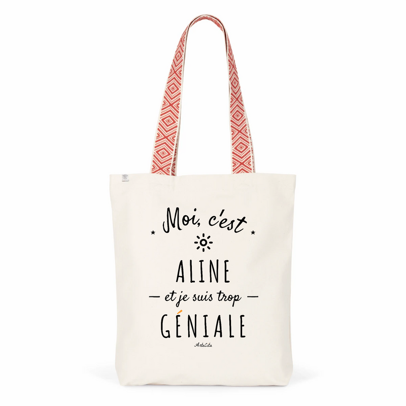 Cadeau anniversaire : Tote Bag Premium - Aline est trop Géniale - 2 Coloris - Cadeau Durable - Cadeau Personnalisable - Cadeaux-Positifs.com -Unique-Rouge-
