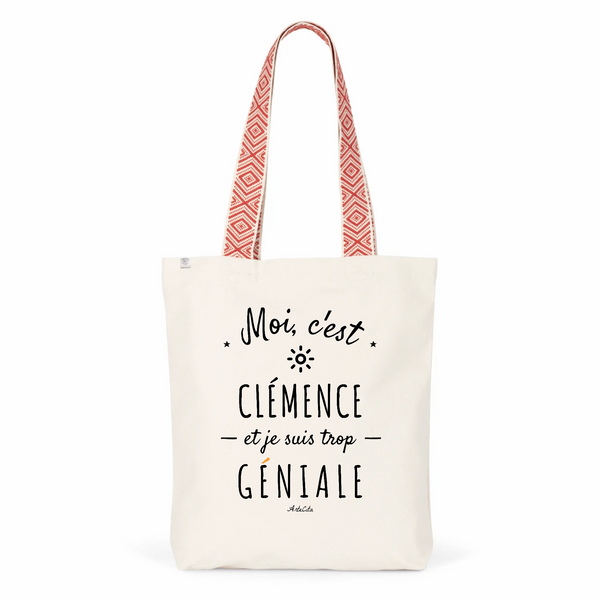 Tote Bag Premium - Clémence est trop Géniale - 2 Coloris - Cadeau Durable - Cadeau Personnalisable - Cadeaux-Positifs.com -Unique-Rouge-