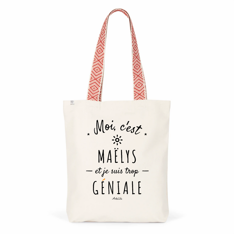 Cadeau anniversaire : Tote Bag Premium - Maëlys est trop Géniale - 2 Coloris - Cadeau Durable - Cadeau Personnalisable - Cadeaux-Positifs.com -Unique-Rouge-