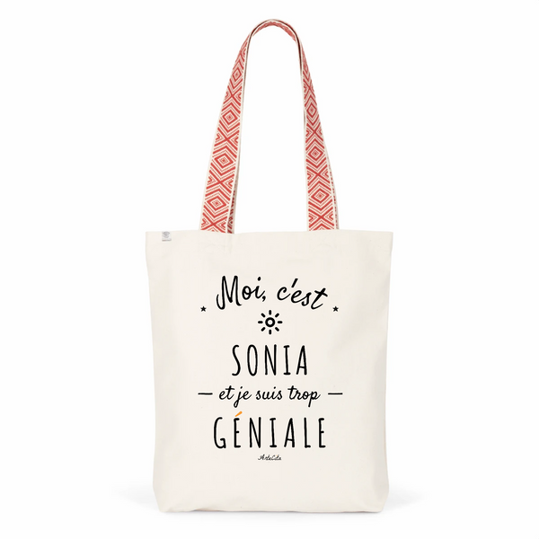 Tote Bag Premium - Sonia est trop Géniale - 2 Coloris - Cadeau Durable - Cadeau Personnalisable - Cadeaux-Positifs.com -Unique-Rouge-
