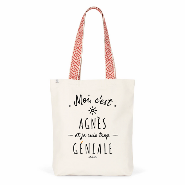 Tote Bag Premium - Agnès est trop Géniale - 2 Coloris - Cadeau Durable - Cadeau Personnalisable - Cadeaux-Positifs.com -Unique-Rouge-