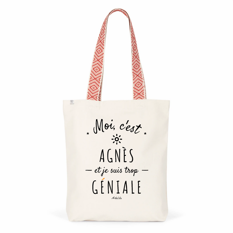 Cadeau anniversaire : Tote Bag Premium - Agnès est trop Géniale - 2 Coloris - Cadeau Durable - Cadeau Personnalisable - Cadeaux-Positifs.com -Unique-Rouge-
