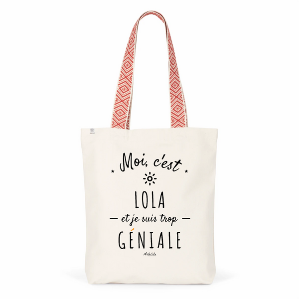 Tote Bag Premium - Lola est trop Géniale - 2 Coloris - Cadeau Durable - Cadeau Personnalisable - Cadeaux-Positifs.com -Unique-Rouge-