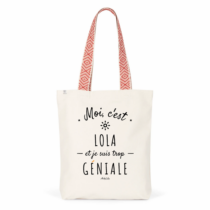 Cadeau anniversaire : Tote Bag Premium - Lola est trop Géniale - 2 Coloris - Cadeau Durable - Cadeau Personnalisable - Cadeaux-Positifs.com -Unique-Rouge-