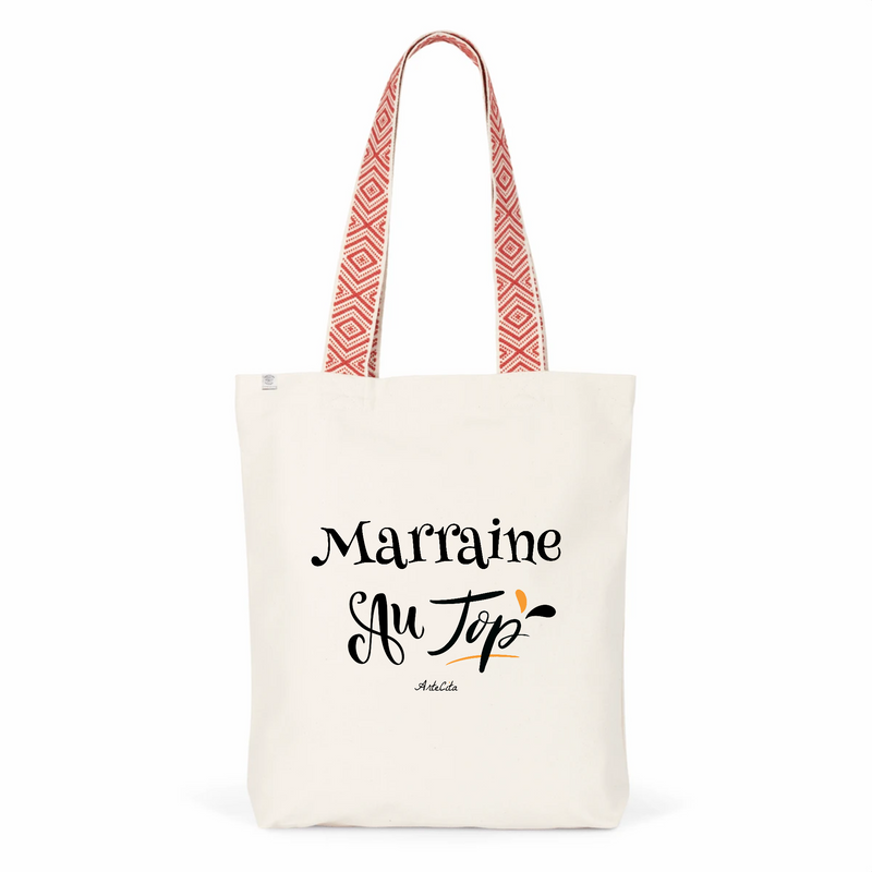 Cadeau anniversaire : Tote Bag Premium - Marraine au Top - 2 Coloris - Cadeau Durable - Cadeau Personnalisable - Cadeaux-Positifs.com -Unique-Rouge-