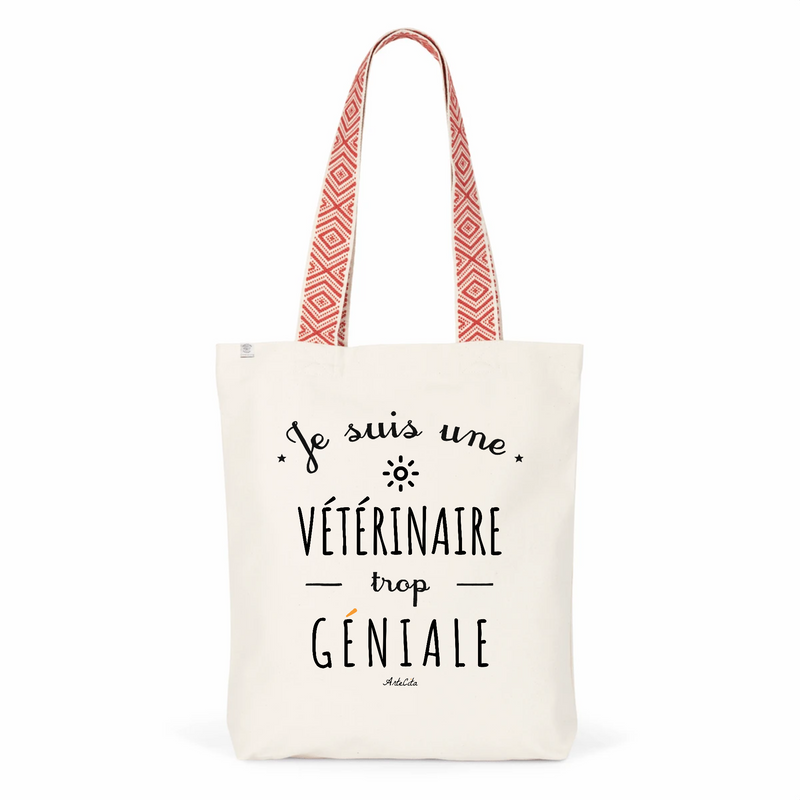 Cadeau anniversaire : Tote Bag Premium - Vétérinaire trop Géniale - 2 Coloris - Cadeau Durable - Cadeau Personnalisable - Cadeaux-Positifs.com -Unique-Rouge-