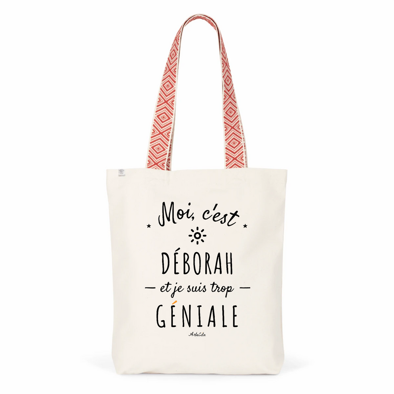 Cadeau anniversaire : Tote Bag Premium - Déborah est trop Géniale - 2 Coloris - Cadeau Durable - Cadeau Personnalisable - Cadeaux-Positifs.com -Unique-Rouge-