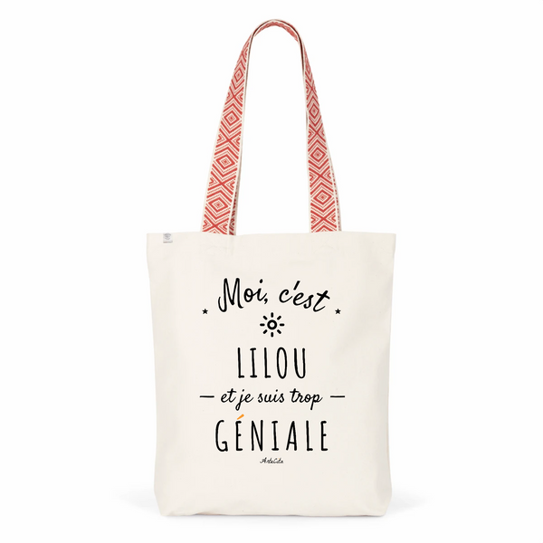 Tote Bag Premium - Lilou est trop Géniale - 2 Coloris - Cadeau Durable - Cadeau Personnalisable - Cadeaux-Positifs.com -Unique-Rouge-