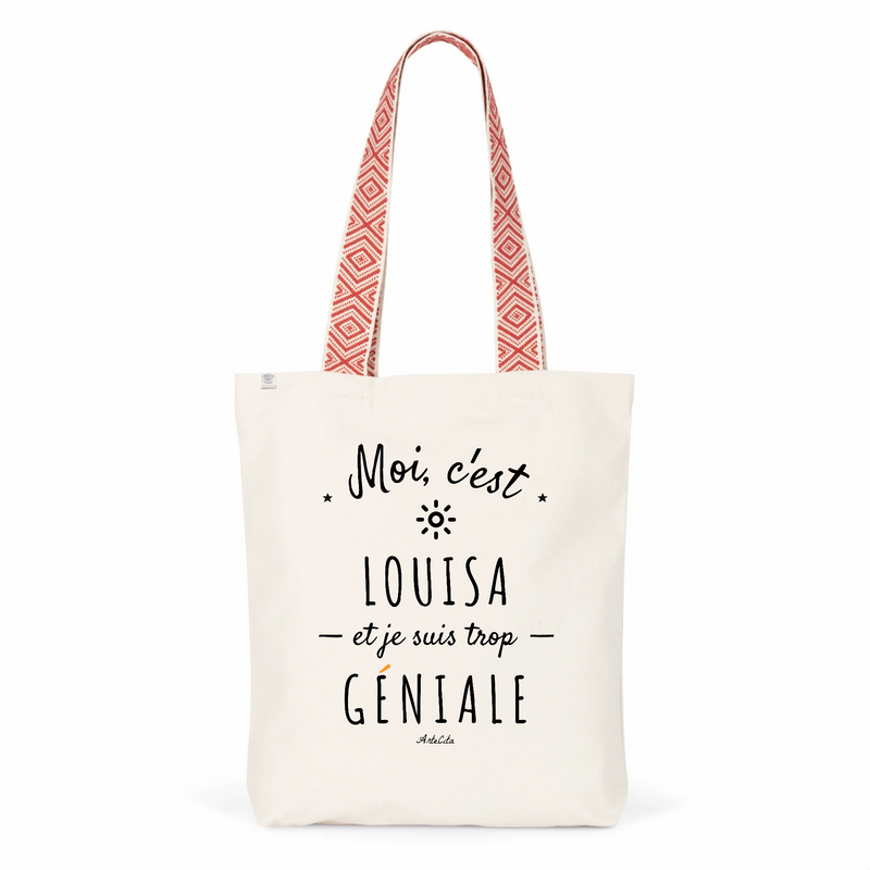 Cadeau anniversaire : Tote Bag Premium - Louisa est trop Géniale - 2 Coloris - Cadeau Durable - Cadeau Personnalisable - Cadeaux-Positifs.com -Unique-Rouge-