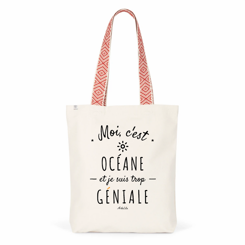 Cadeau anniversaire : Tote Bag Premium - Océane est trop Géniale - 2 Coloris - Cadeau Durable - Cadeau Personnalisable - Cadeaux-Positifs.com -Unique-Rouge-