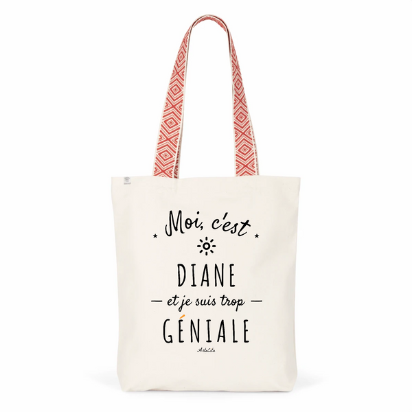 Tote Bag Premium - Diane est trop Géniale - 2 Coloris - Cadeau Durable - Cadeau Personnalisable - Cadeaux-Positifs.com -Unique-Rouge-