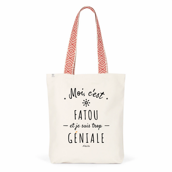 Tote Bag Premium - Fatou est trop Géniale - 2 Coloris - Cadeau Durable - Cadeau Personnalisable - Cadeaux-Positifs.com -Unique-Rouge-