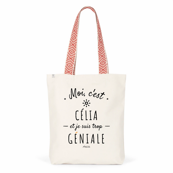 Tote Bag Premium - Célia est trop Géniale - 2 Coloris - Cadeau Durable - Cadeau Personnalisable - Cadeaux-Positifs.com -Unique-Rouge-