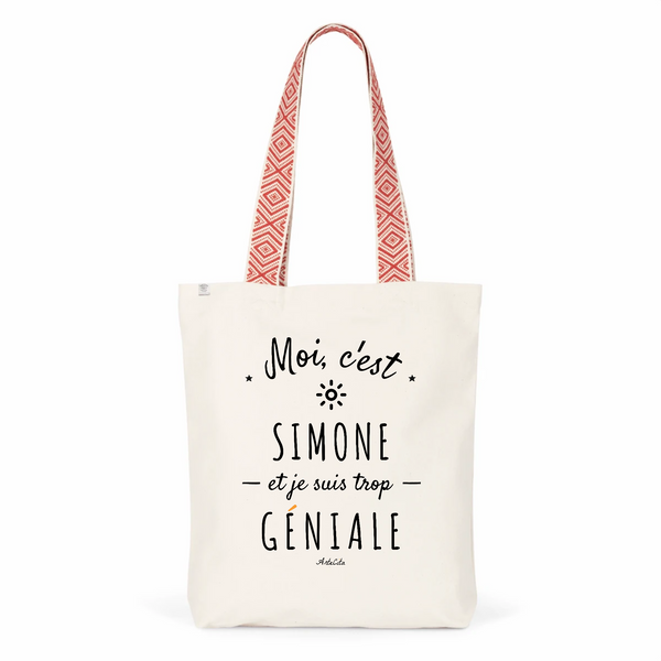 Tote Bag Premium - Simone est trop Géniale - 2 Coloris - Cadeau Durable - Cadeau Personnalisable - Cadeaux-Positifs.com -Unique-Rouge-