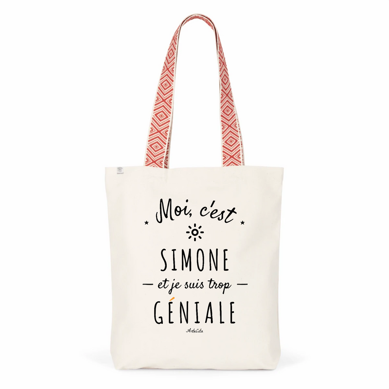 Cadeau anniversaire : Tote Bag Premium - Simone est trop Géniale - 2 Coloris - Cadeau Durable - Cadeau Personnalisable - Cadeaux-Positifs.com -Unique-Rouge-