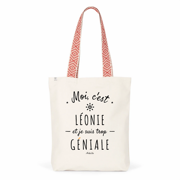 Tote Bag Premium - Léonie est trop Géniale - 2 Coloris - Cadeau Durable - Cadeau Personnalisable - Cadeaux-Positifs.com -Unique-Rouge-