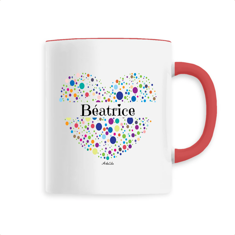 Cadeau anniversaire : Mug - Béatrice (Coeur) - 6 Coloris - Cadeau Unique & Tendre - Cadeau Personnalisable - Cadeaux-Positifs.com -Unique-Rouge-