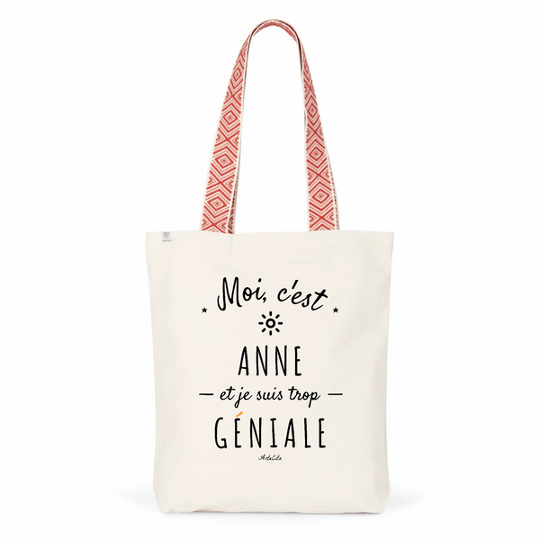 Tote Bag Premium - Anne est trop Géniale - 2 Coloris - Cadeau Durable - Cadeau Personnalisable - Cadeaux-Positifs.com -Unique-Rouge-