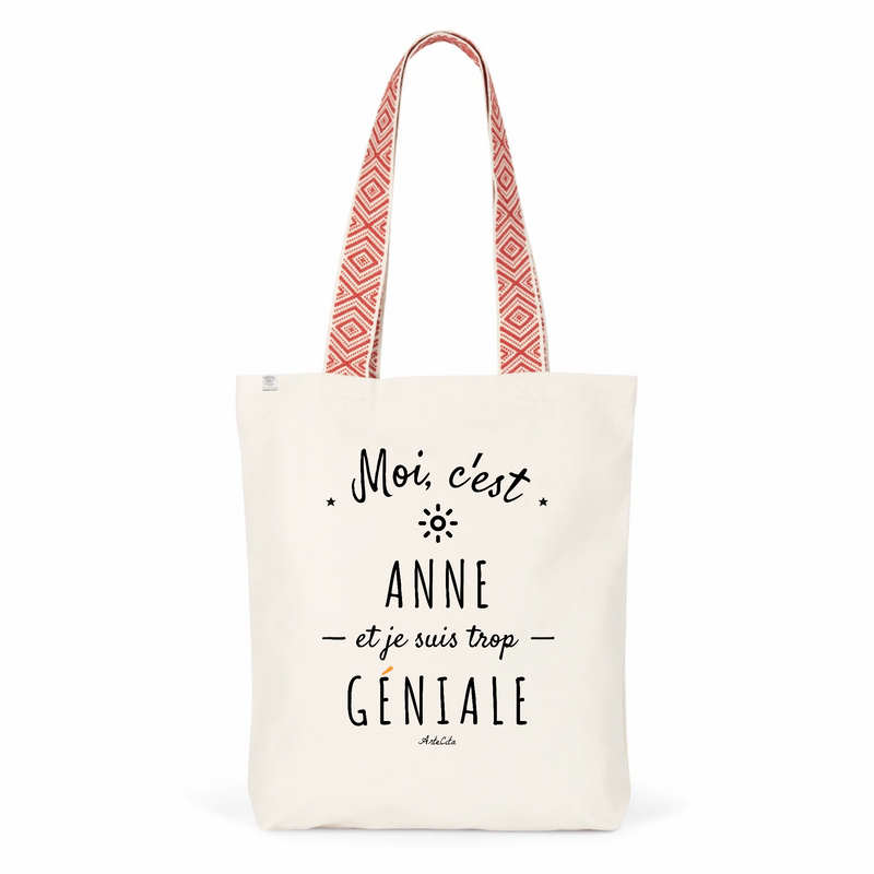 Cadeau anniversaire : Tote Bag Premium - Anne est trop Géniale - 2 Coloris - Cadeau Durable - Cadeau Personnalisable - Cadeaux-Positifs.com -Unique-Rouge-