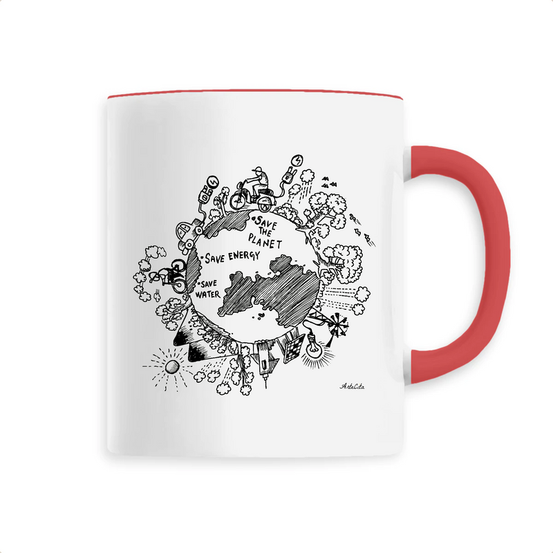 Cadeau anniversaire : Mug - Save the Planet - 6 Coloris - Cadeau Engagé - Cadeau Personnalisable - Cadeaux-Positifs.com -Unique-Rouge-