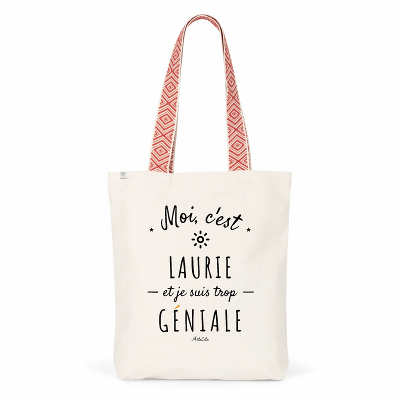 Cadeau anniversaire : Tote Bag Premium - Laurie est trop Géniale - 2 Coloris - Cadeau Durable - Cadeau Personnalisable - Cadeaux-Positifs.com -Unique-Rouge-