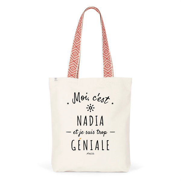 Tote Bag Premium - Nadia est trop Géniale - 2 Coloris - Cadeau Durable - Cadeau Personnalisable - Cadeaux-Positifs.com -Unique-Rouge-