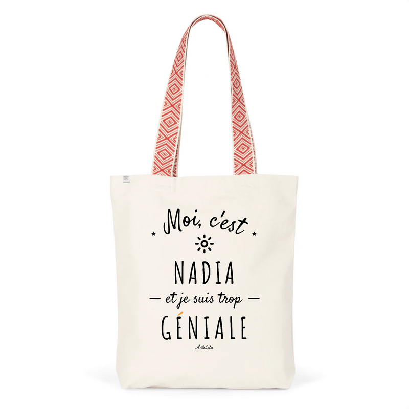 Cadeau anniversaire : Tote Bag Premium - Nadia est trop Géniale - 2 Coloris - Cadeau Durable - Cadeau Personnalisable - Cadeaux-Positifs.com -Unique-Rouge-