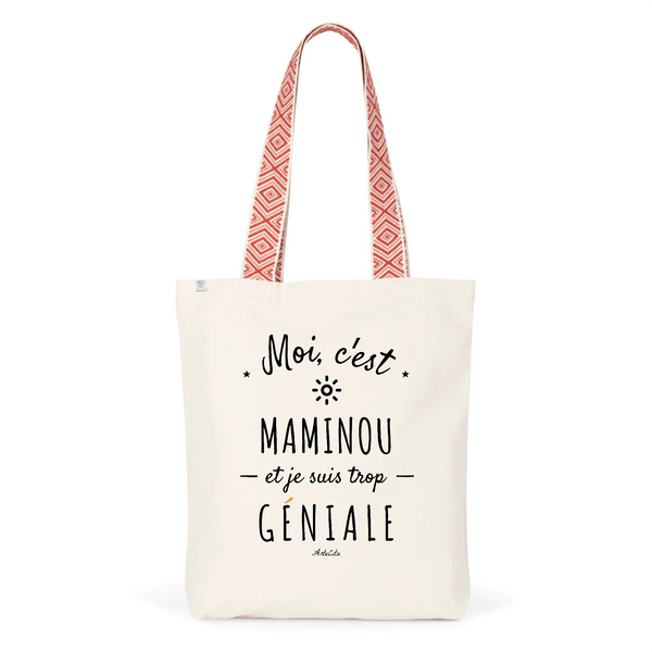 Tote Bag Premium - Maminou est trop Géniale - 2 Coloris - Cadeau Durable - Cadeau Personnalisable - Cadeaux-Positifs.com -Unique-Rouge-