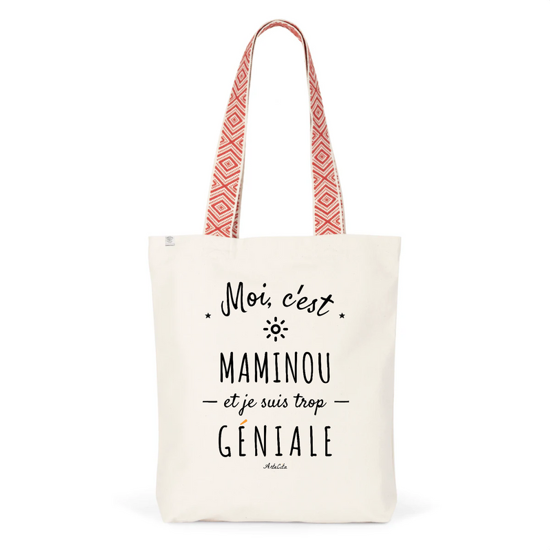 Cadeau anniversaire : Tote Bag Premium - Maminou est trop Géniale - 2 Coloris - Cadeau Durable - Cadeau Personnalisable - Cadeaux-Positifs.com -Unique-Rouge-