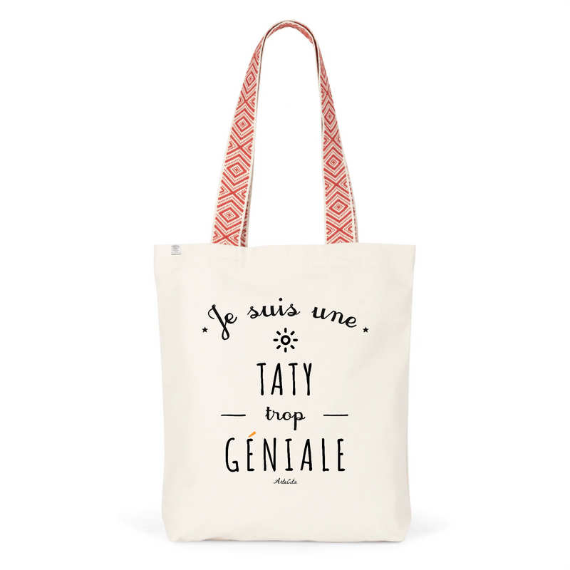 Cadeau anniversaire : Tote Bag Premium - Une Taty trop Géniale - 2 Coloris - Cadeau Durable - Cadeau Personnalisable - Cadeaux-Positifs.com -Unique-Rouge-