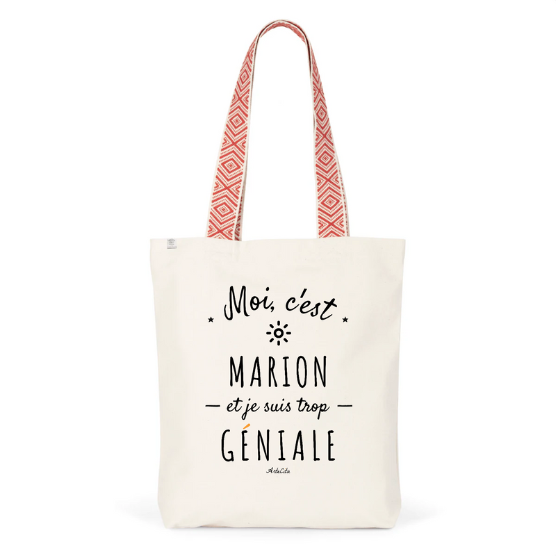 Cadeau anniversaire : Tote Bag Premium - Marion est trop Géniale - 2 Coloris - Cadeau Durable - Cadeau Personnalisable - Cadeaux-Positifs.com -Unique-Rouge-
