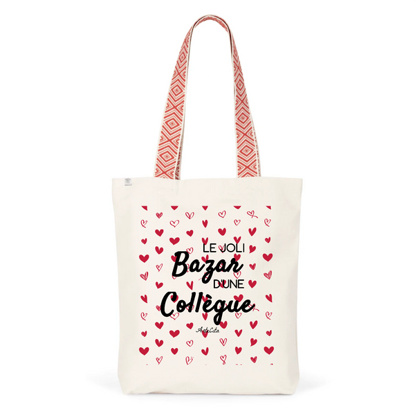 Tote Bag Premium - Le joli Bazar d'une Collègue - 2 Coloris - Durable - Cadeau Personnalisable - Cadeaux-Positifs.com -Unique-Rouge-