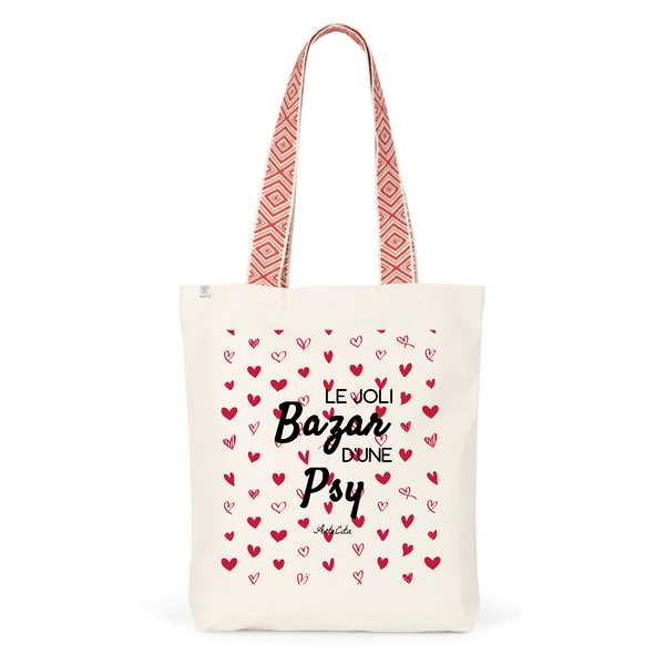 Tote Bag Premium - Le joli Bazar d'une Psy - 2 Coloris - Durable - Cadeau Personnalisable - Cadeaux-Positifs.com -Unique-Rouge-