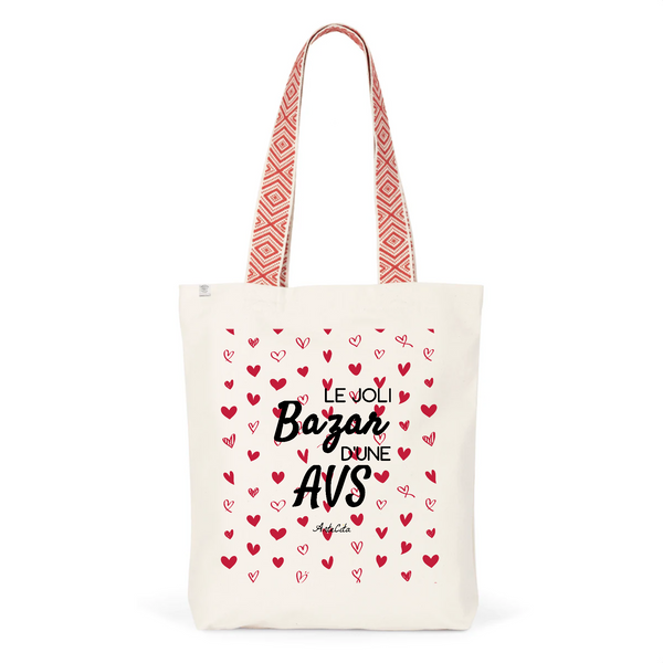 Tote Bag Premium - Le joli Bazar d'une AVS - 2 Coloris - Durable - Cadeau Personnalisable - Cadeaux-Positifs.com -Unique-Rouge-