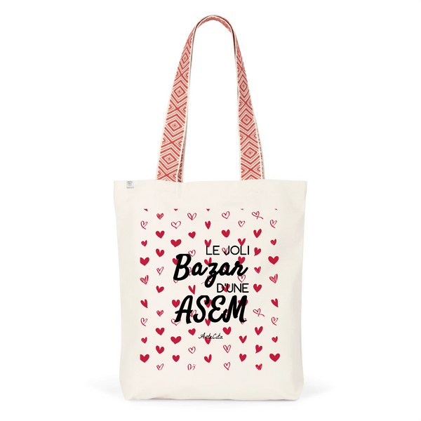 Tote Bag Premium - Le joli Bazar d'une ASEM - 2 Coloris - Durable - Cadeau Personnalisable - Cadeaux-Positifs.com -Unique-Rouge-
