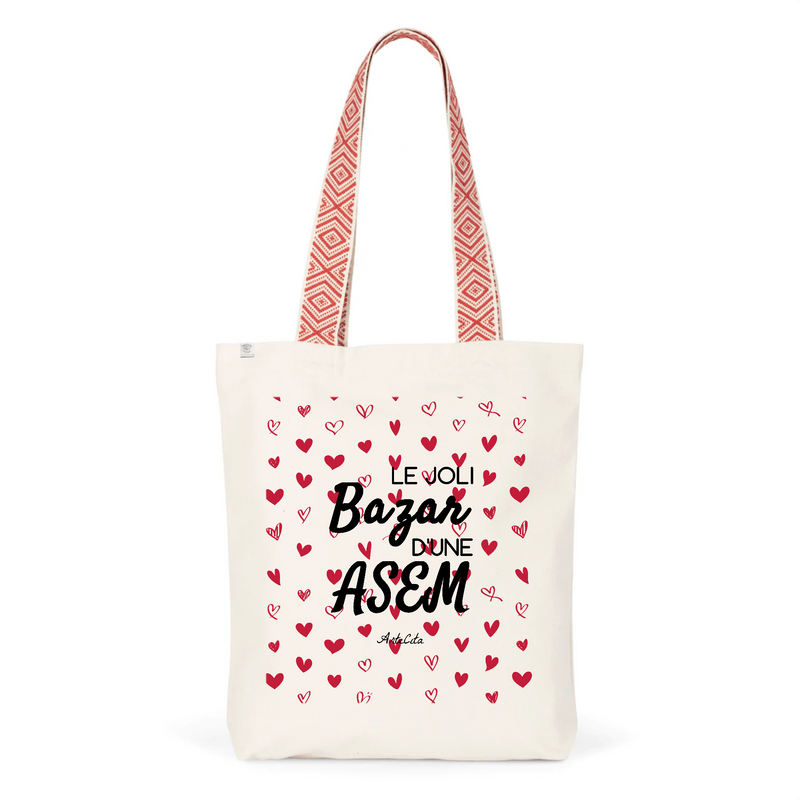 Cadeau anniversaire : Tote Bag Premium - Le joli Bazar d'une ASEM - 2 Coloris - Durable - Cadeau Personnalisable - Cadeaux-Positifs.com -Unique-Rouge-