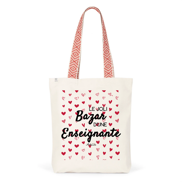 Tote Bag Premium - Le joli Bazar d'une Enseignante - 2 Coloris - Durable - Cadeau Personnalisable - Cadeaux-Positifs.com -Unique-Rouge-